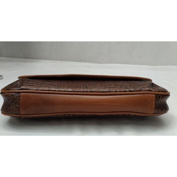 Brahmin Brown Leather Crocodile Embose Chain Strap Flap Closure Shoulder Bag - Picture 6 of 12